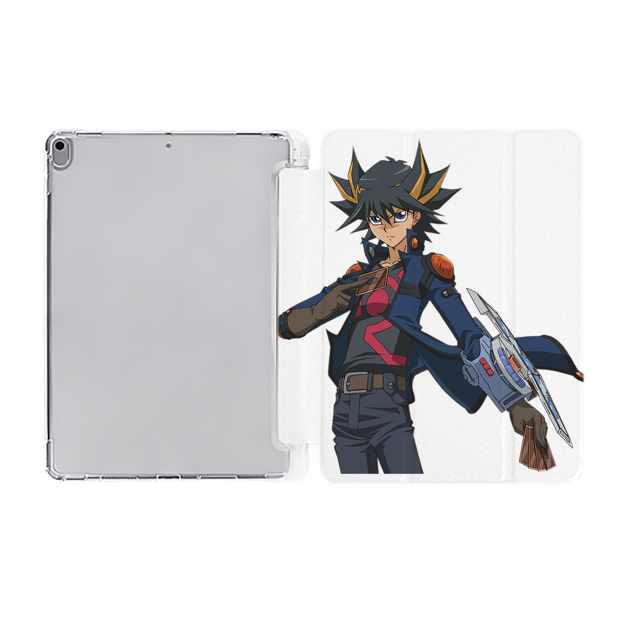 （画像用） 遊☆戯☆王 Yu-Gi-Oh! IPad ケース ペン収納付き 三つ折りスタンド PUレザー×シリコン 対応機種9.5/10.5/10.9インチ